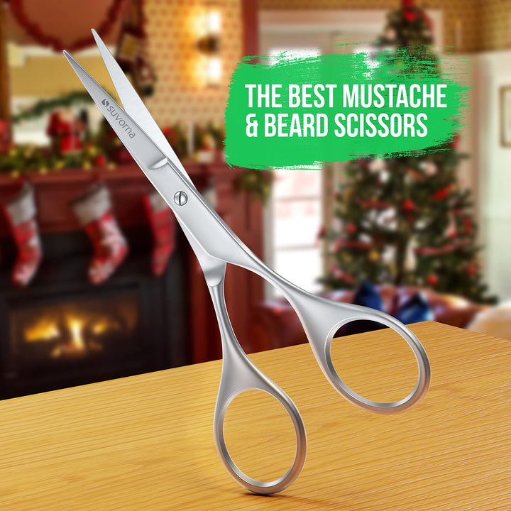 small scissors for beard, mustache, facial, nose, eyebrow, and ear hair - Hair scissors for cutting, trimming &amp; grooming - Made with 4.5 stainless steel for barbers, professional, &amp; home user