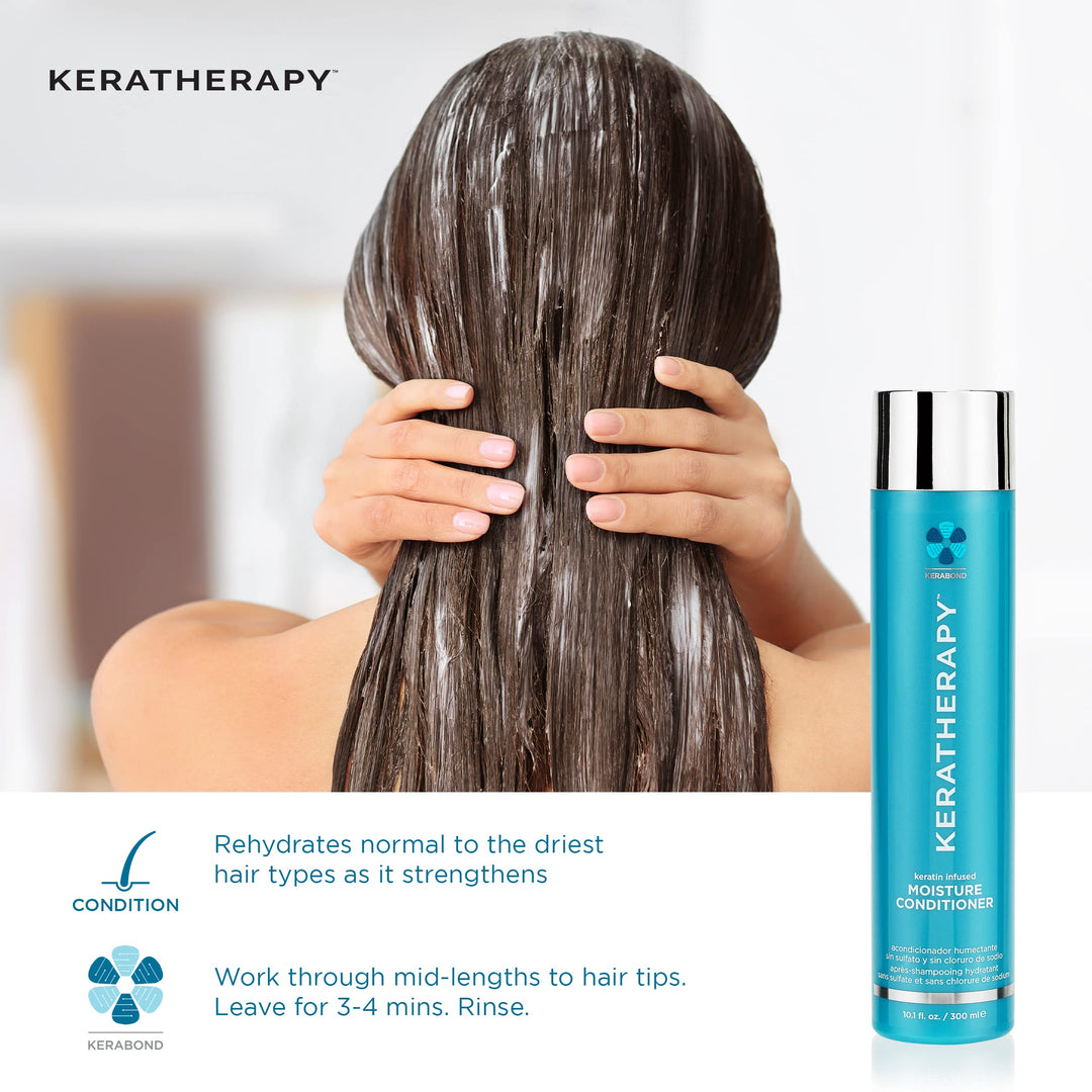 Keratherapy Keratin Infused Moisture Shampoo, 10.1 fl. oz., 300 ml - Anti Frizz Moisture Shampoo for Oily Scalp and Dry Ends - Kerabond Technology, Aloe Vera, &amp; Willow Bark