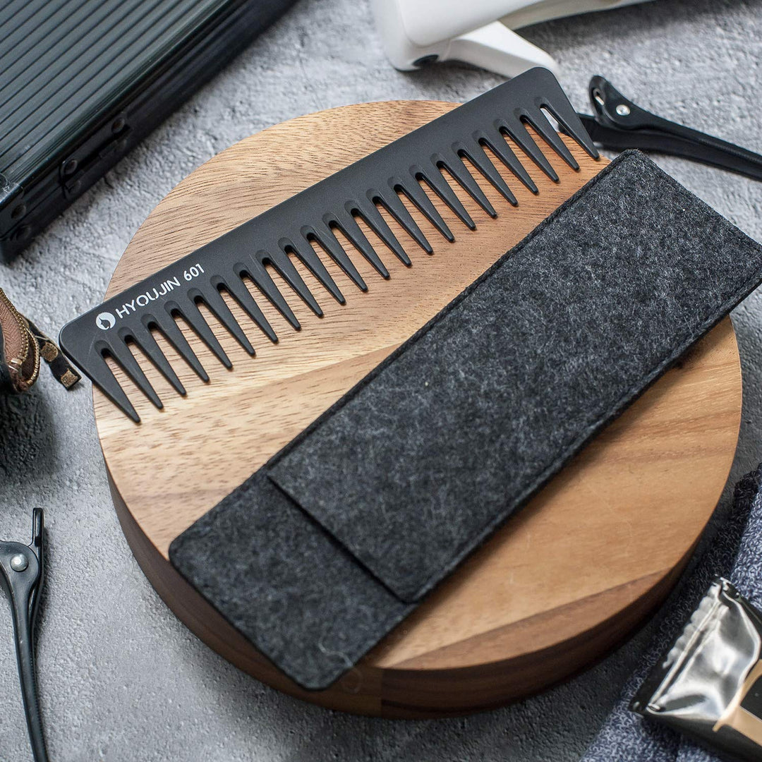 HYOUJIN 601 Black Carbon Wide Tooth Comb Detangling Com