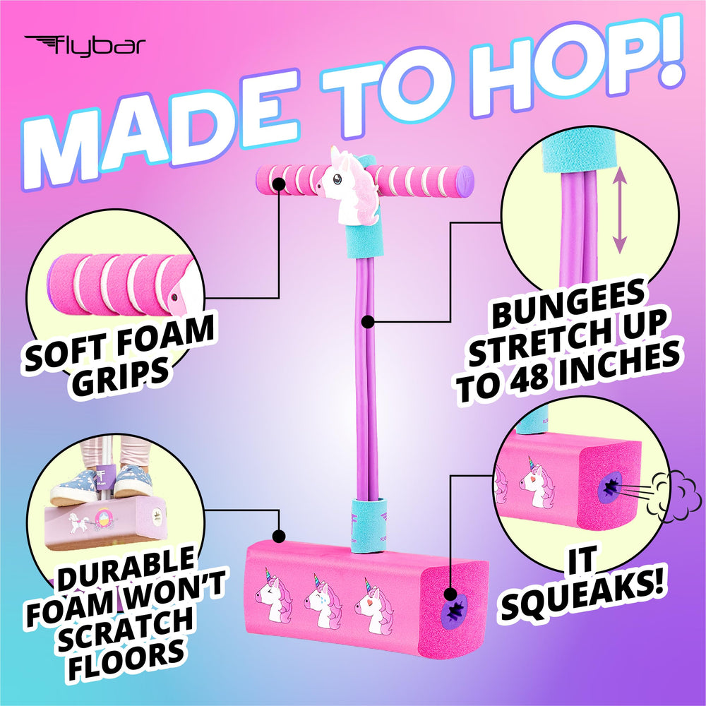 My First Foam Pogo Jumper for Kids Fun and Safe Pogo Stick for Toddlers, Durable Foam and Bungee Jumper for Ages 3 and up, Supports up to 250lbs (Unicorn)