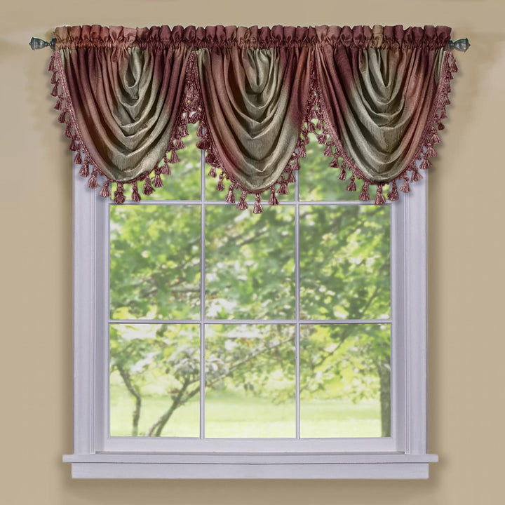 OMWFVLBU06 Ombre Waterfall Valance Burgundy