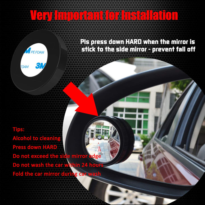 Ampper 2 Round Blind Spot Mirror, 360 Degree Adjustabe 