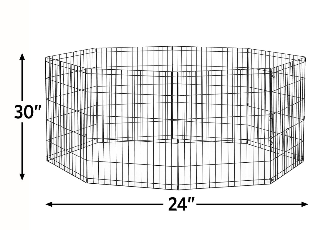 Dog Exercise Pen &amp; Playpen, 24 W x 30 H, No Door, Black