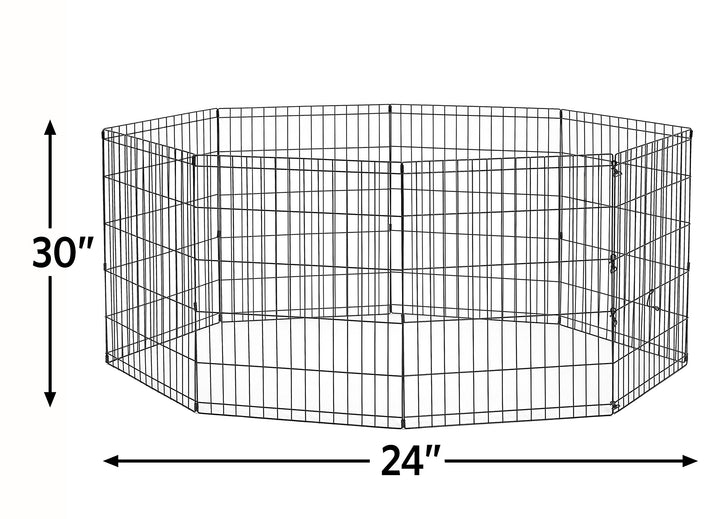 Dog Exercise Pen &amp; Playpen, 24 W x 30 H, No Door, Black
