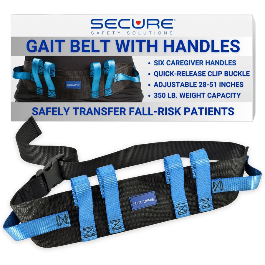 Secure Gait Belt for Seniors with 6 Handles, Quick Rele