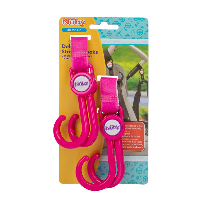 Nuby Double Stroller Hook, Adjustable Hook, Pink