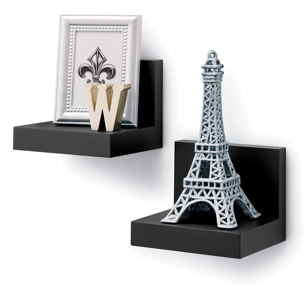 Display Ledges, Holds up to 2 lb, Slate, 2 Ledges with 8 Medium Strips, Damage Free Hanging Floating Shelf with Adhesive Strips, Personalize Living Room, Bedroom, Kids Room or Office