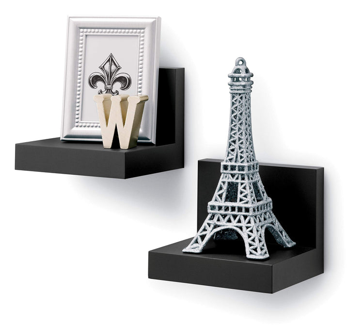 Display Ledges, Holds up to 2 lb, Slate, 2 Ledges with 8 Medium Strips, Damage Free Hanging Floating Shelf with Adhesive Strips, Personalize Living Room, Bedroom, Kids Room or Office