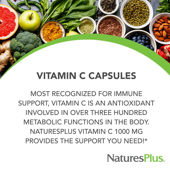 Natures Plus Vitamin C - 1000 mg Ascorbic Acid, 90 Vege