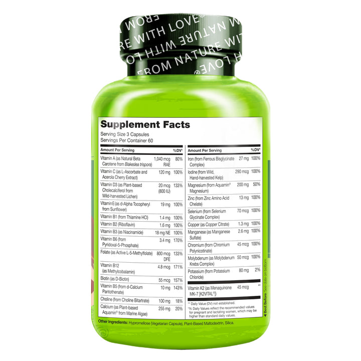 Prenatal Multivitamin with Gentle Chelated Iron, Methyl Folate, Plant Calcium &amp; Choline - Vegan, Vegetarian - Non-GMO - Gluten Free - 180 Capsules - 2 Month Supply