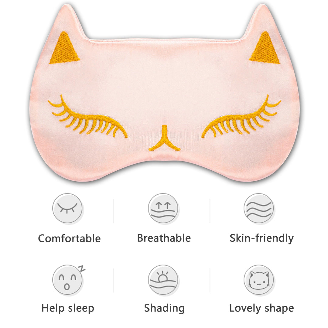 Cat Eye Mask Natural Silk Sleep Mask by Drizzle Smooth 
