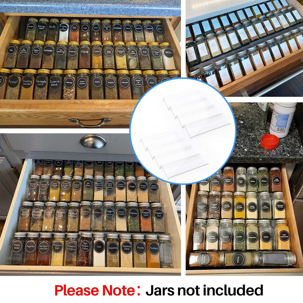 MIUKAA Clear Acrylic Spice Drawer Organizer, 4 Tier- 2 