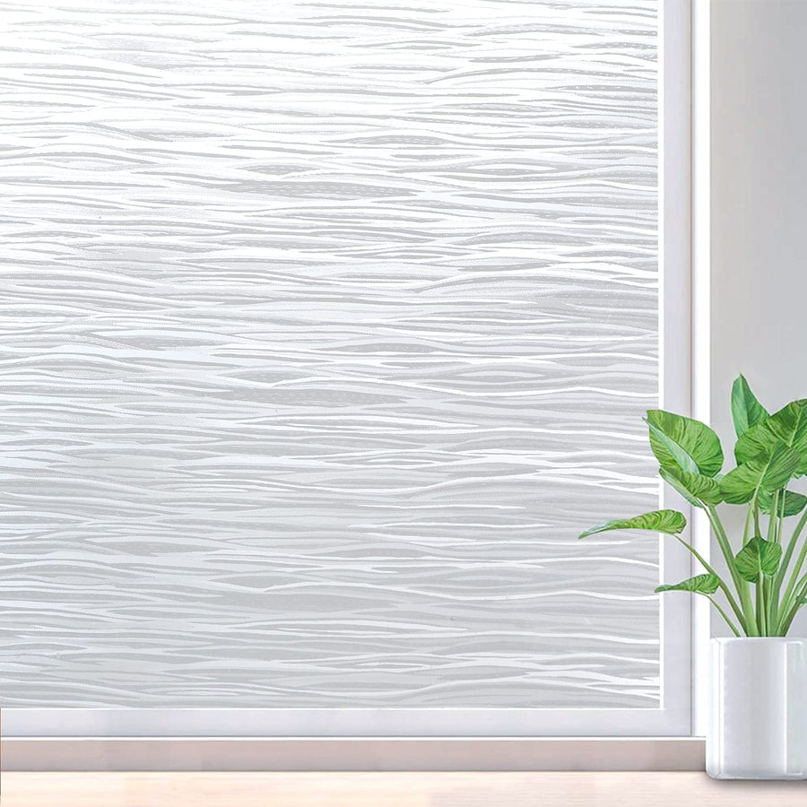 Window Privacy Film Frosted Glass Window Film Removable Window Vinyl Door Window Coverings UV Blocking Self Static Cling Non-Adhesive Window Clings Sticker for Home Decor, 17.5 x 78.7