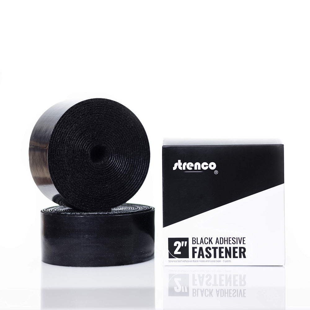 2 Inch Hook and Loop Strips with Adhesive - 5 Yards - Heavy Duty Tape - Black Sticky Back Fastener