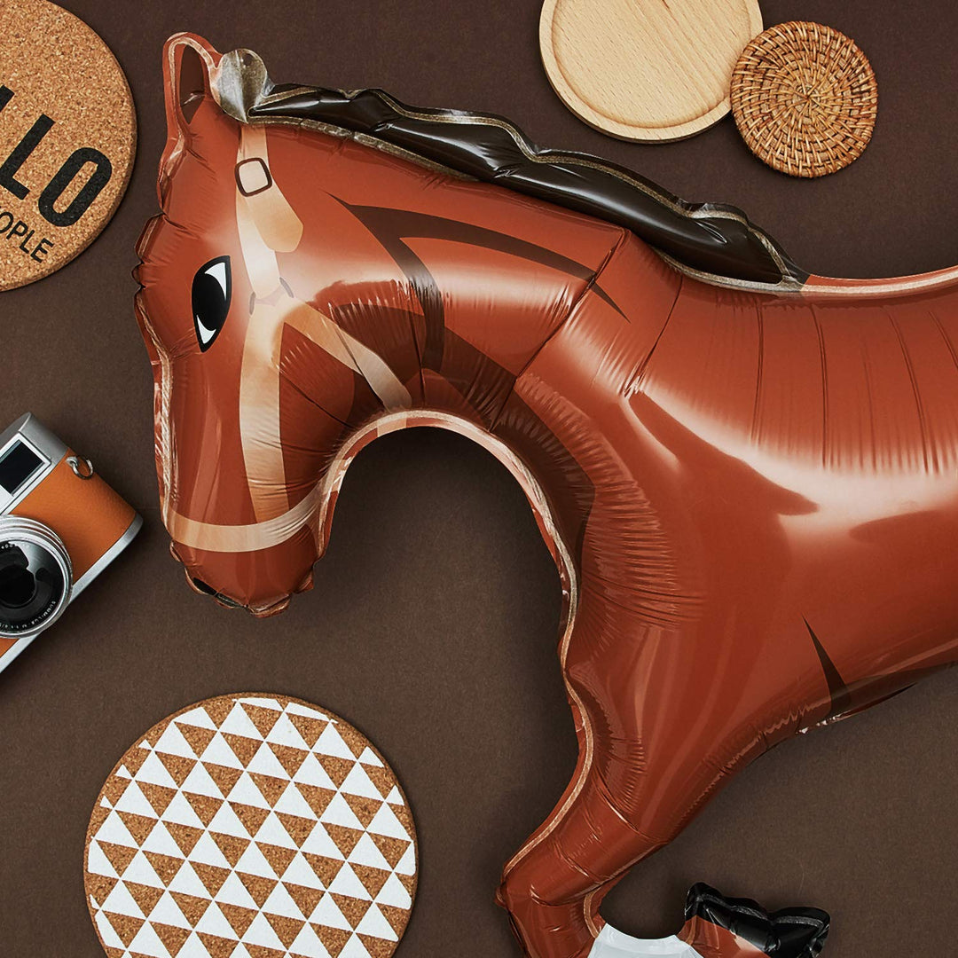8 Pieces Mini Foil Horse Balloon Brown Horse Shaped Balloon Cowboy Foil Balloon Animal Themed Party Decorations for Birthday Baby Shower Horse Racing Day Party, 20 Inches