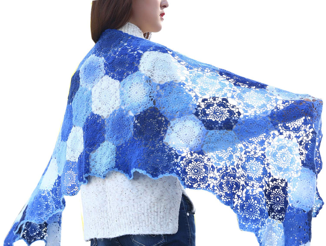 Wool Yarn for Knitting 550yd 0.22Ib Cachemire Multicolor Rainbow Yarn (Gradient Blue)