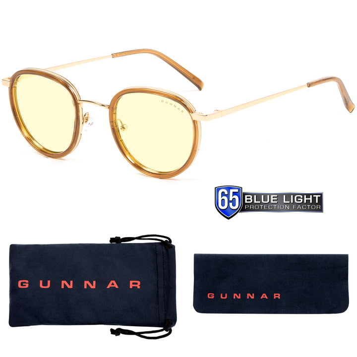 GUNNAR - Premium Gaming and Computer Glasses - Blocks 65% Blue Light - Atherton, Onyx, Amber Tint