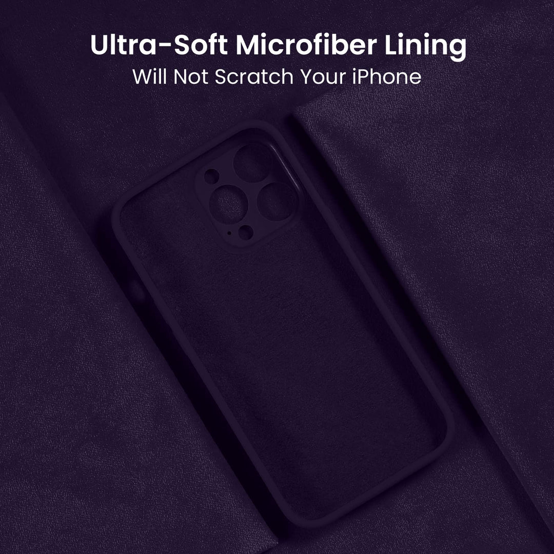 for iPhone 14 Pro Case, Silicone Upgraded [Camera Protection] Phone Case with [2 Screen Protectors], Soft Anti-Scratch Microfiber Lining Inside, 6.1 inch, Purple