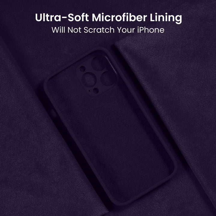 for iPhone 14 Pro Case, Silicone Upgraded [Camera Protection] Phone Case with [2 Screen Protectors], Soft Anti-Scratch Microfiber Lining Inside, 6.1 inch, Purple