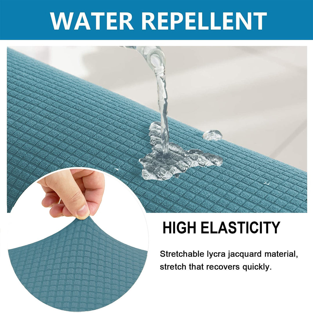 Water Repellent Sofa Seat Slipcovers Stretch Cushion Covers, Seaters Replacement for Furniture Protector, Soft Flexibility with Elastic Bottom (Large, Dusty Blue)