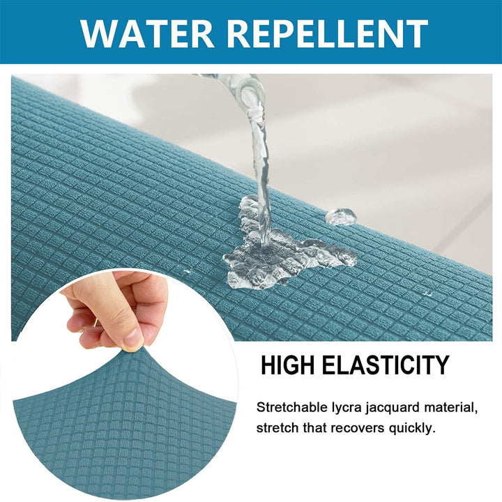Water Repellent Sofa Seat Slipcovers Stretch Cushion Covers, Seaters Replacement for Furniture Protector, Soft Flexibility with Elastic Bottom (Large, Dusty Blue)