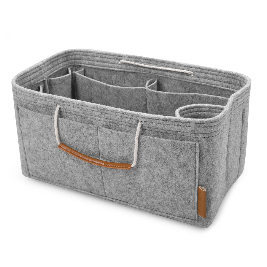 Felt Purse Insert Bag Organizers,Handbag Shapers with Handle for LV Speedy,Neverfull,Tote - 5 Color,3 Size(Medium,Grey)