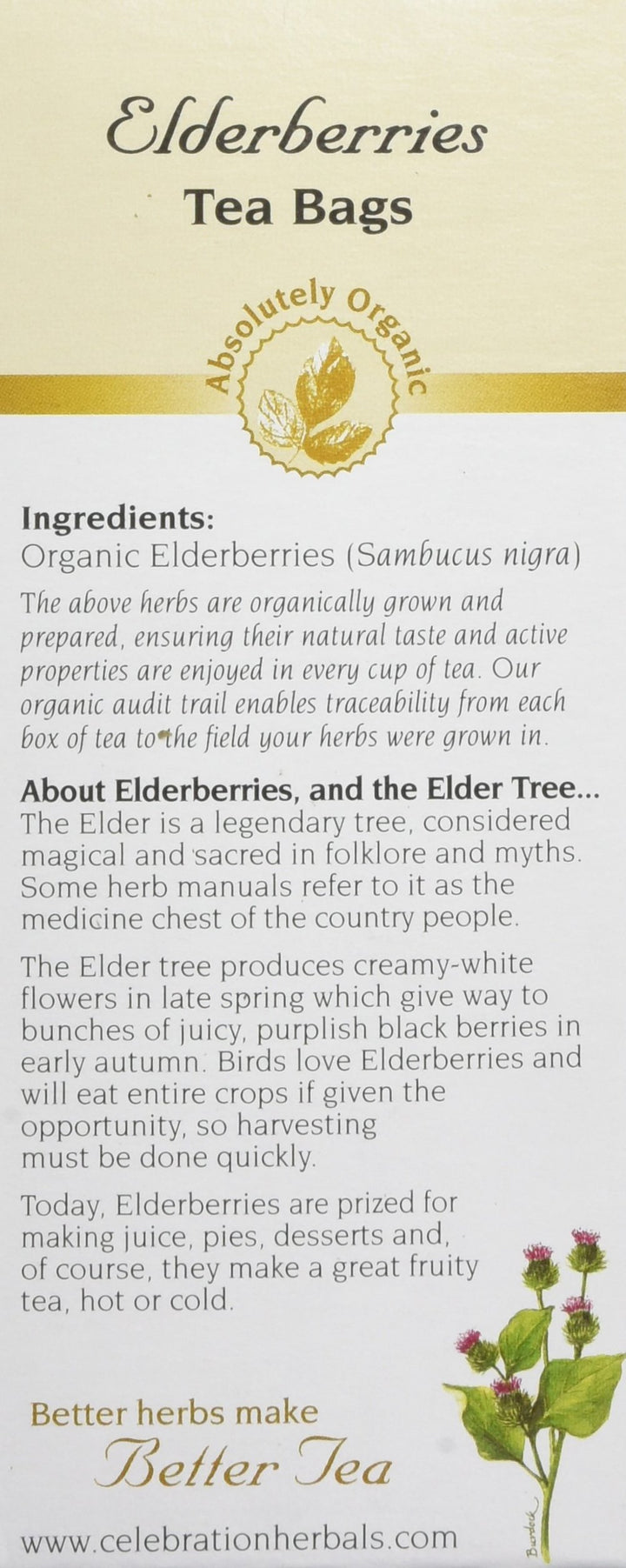 24 : Organic Elderberries Herbal Tea Caffeine Free - 24 Tea Bags