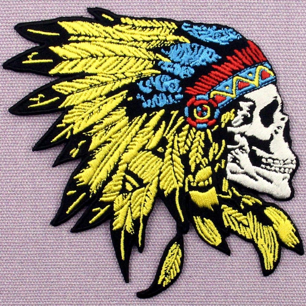 ZEGINs Native American Skull Headdress Patch Embroidere