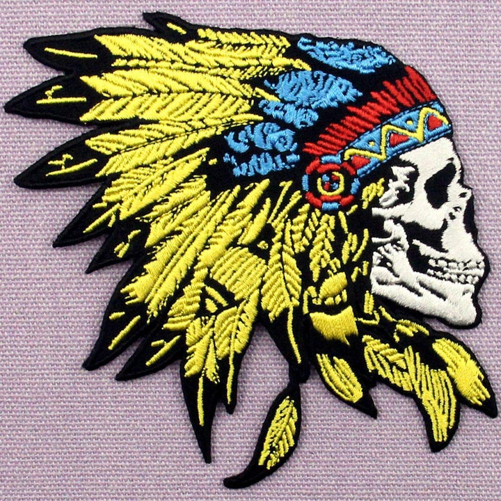 ZEGINs Native American Skull Headdress Patch Embroidere
