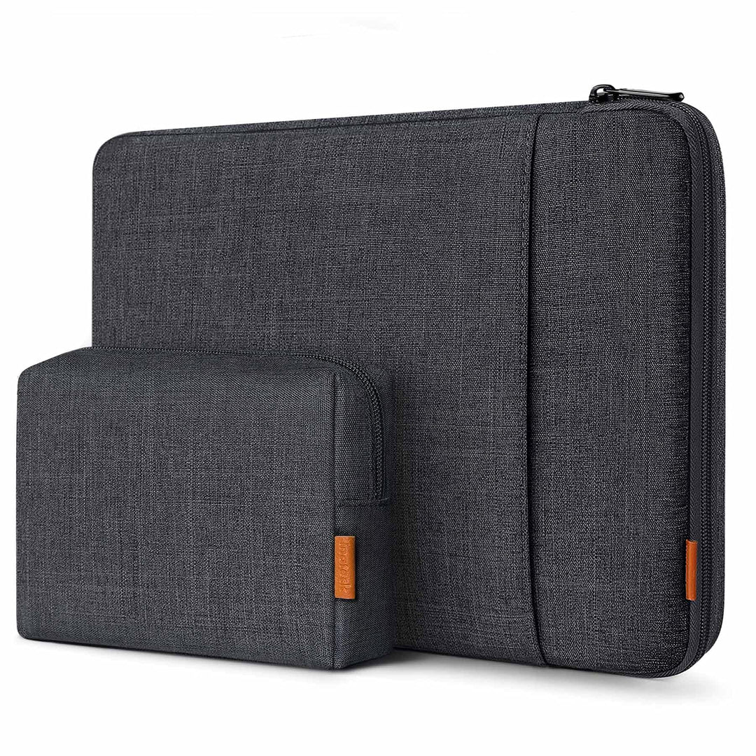 360° Protective Laptop Bag with Accessory Bag, Compatible with 14-inch MacBook Pro/Max M4 M3 M2 M1 2021-2024, Black Gray
