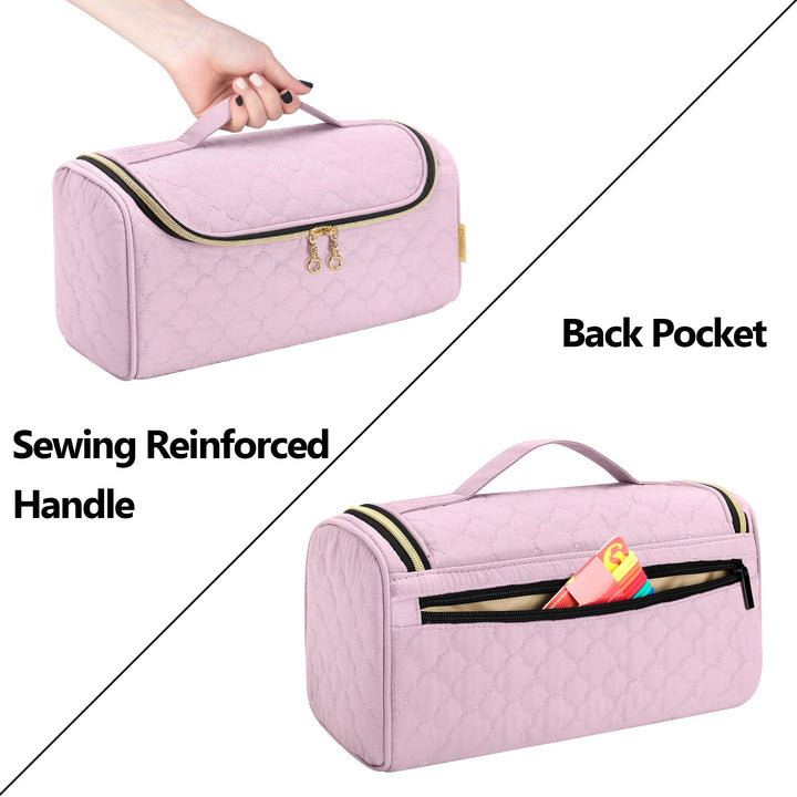 Yarwo Travel Case Compatible for Dyson Airwrap Complete Styler and Attachments, Portable Storage Bag with Hanging Hook for Hair Curler Accessories, Pink (Patent Design)