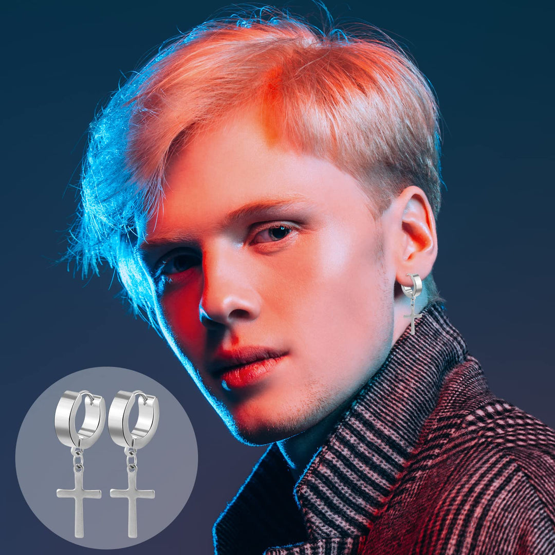 ONESING 30 Pcs Earrings for Men Black Stud Earrings Men