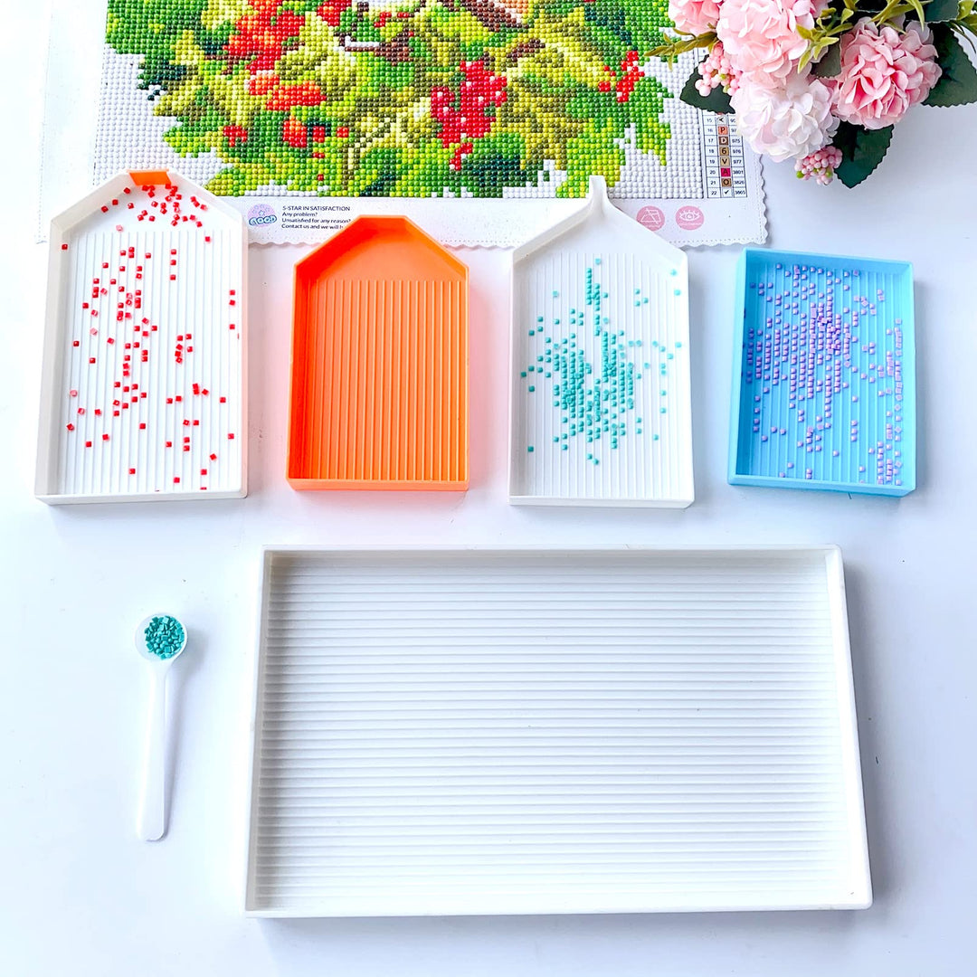 5 Pcs Extra Large Diamond Painting Tray Organizer,Plastic Trays for Beads,Diamond Art Accessories, Rhinestone Dot Tools for DIY Gem Art Craft
