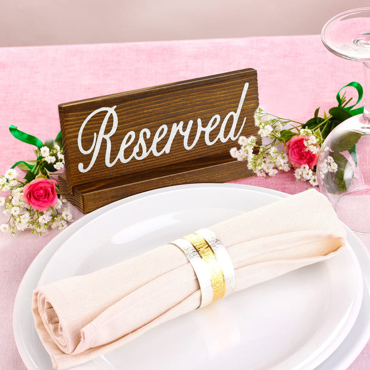 12 Pieces Wooden Table Reserved Signs Rustic Style Wood Sign Wedding Seating Signs for Wedding Restaurant Receptions Supplies
