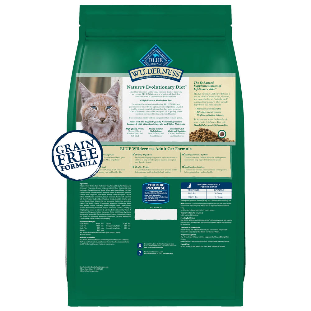 Wilderness Nature's Evolutionary Diet High-Protein, Grain-Free Natural Dry Food for Adult Cats, Duck, 5-lb. Bag
