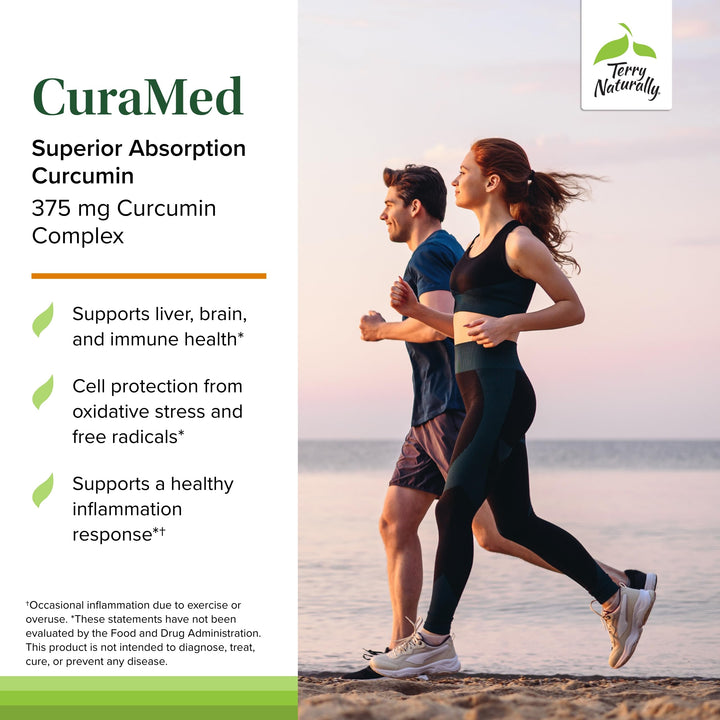 CuraMed 375mg - Antioxidant Supplement for Brain &amp; Immune Health Support - Dietary Supplement with Curcumin &amp; Turmeric Essential Oil - Herbal Liver Support - 60 Softgels