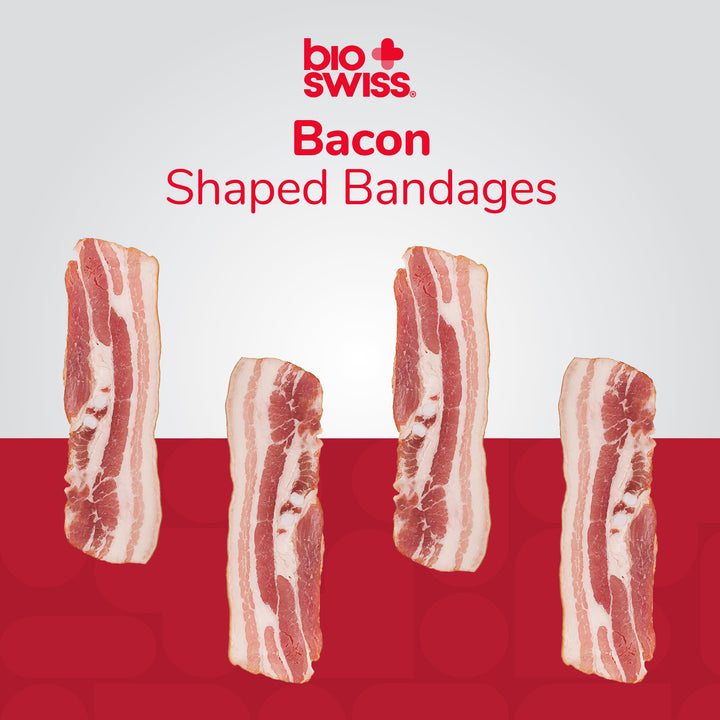 BioSwiss Novelty Bandages Collectable Tin, Self-Adhesive Funny First Aid Bandages, Novelty Gag Gift (Bacon)