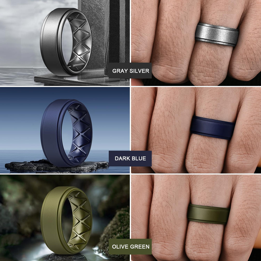 Egnaro Silicone Wedding Wedding Band Men, Silicone Ring