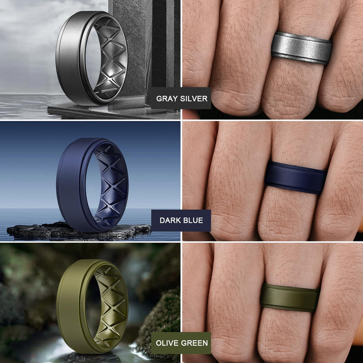 Egnaro Silicone Wedding Wedding Band Men, Silicone Ring