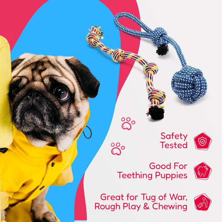 Rope Dog Toy Bundle - 11 Pack of puppy toys &amp; dog rope toys for Medium Dogs - Tug of War Dog Toys, Rope Chew Toys for Dogs, Puppy Rope Toys Teething, Dog Rope Toys for Small Dogs