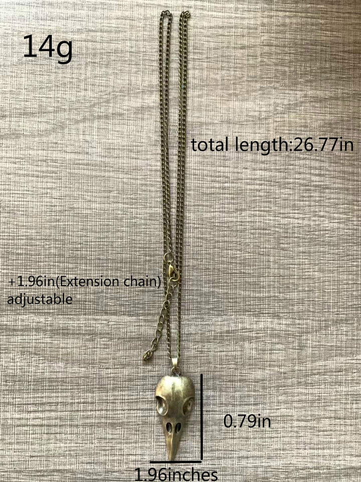 Cathercing Crow Skull Pendant Necklace for Men on Halloween Boys Skull Necklace Chain Jewelry Necklaces for Women Festival Ornament (Bronze)
