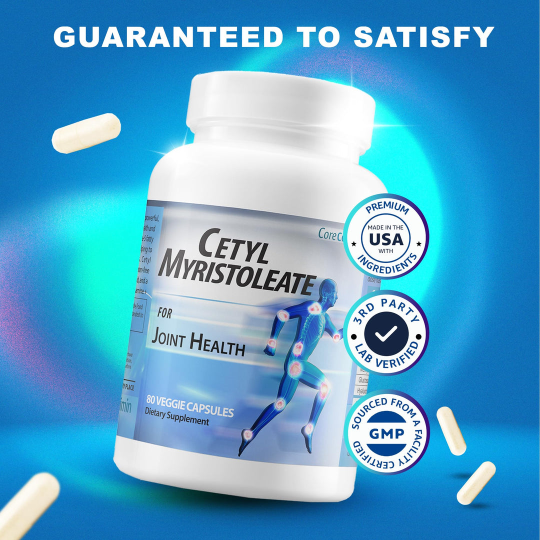 CoreCeutimin Cetyl Myristoleate - Omega 5 Fatty Acid - Ultra Support for Relief from Joint Discomfort and Stiffness - Also Includes Glucosamine, MSM & Hyaluronic Acid - 80 Capsules
