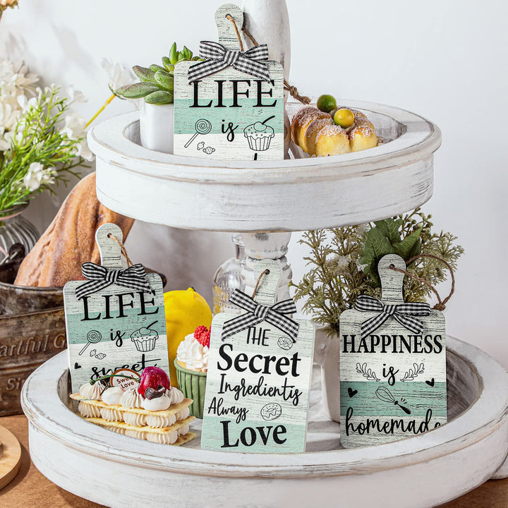 4 Pieces Wooden Tiered Tray Decor Kitchen Cutting Board