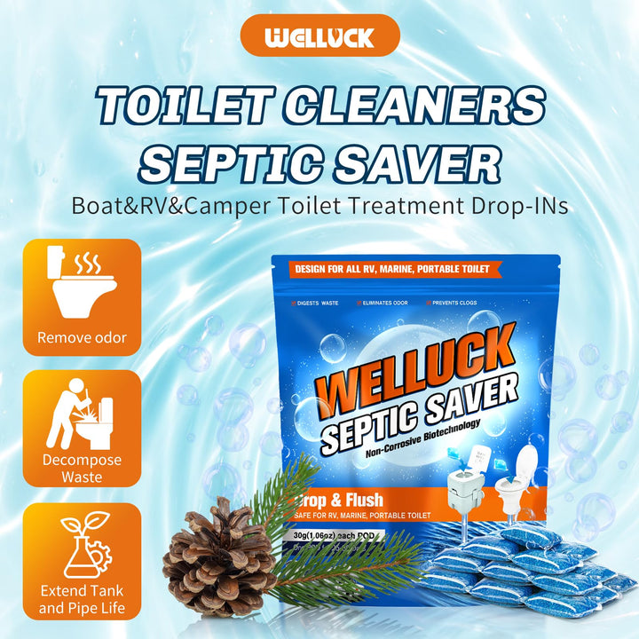 20 Packs RV Toilet Treatment Drop Ins, Black Tank Deodorizer for RV Camping Marine Portable Toilet, Camping Toilet Cleaners Chemicals, MAX supplement kit for 20 Week