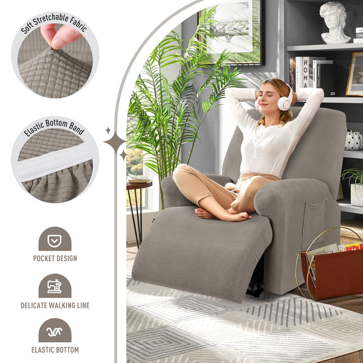 TAOCOCO Recliner Cover 4-Pieces, Recliner Stretch Sofa 
