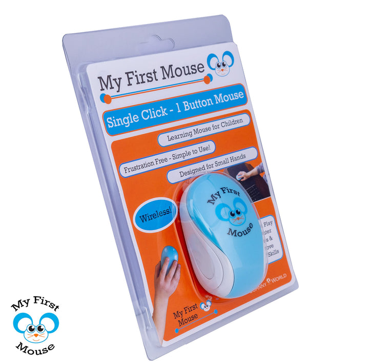 Johnny World My First Mouse – Wireless Single Click One Button Mouse Designed for Small Hands and Early learners. Perfect for Educational Computer Games. A Mouse for Kids!