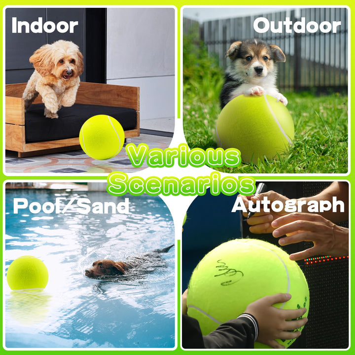 Giant 9.5 Dog Tennis Ball Large Pet Toys Funny Outdoor Sports Ball with Inflating Needles for Small Medium Large Dog