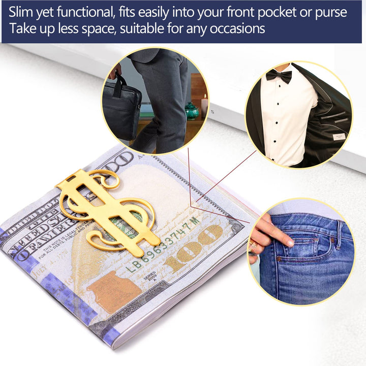 Gold Money Clips For Men Women Fathers Day Gift 18K Gold Plated Stainless Steel Metal Titanium Dollar Money Clip
