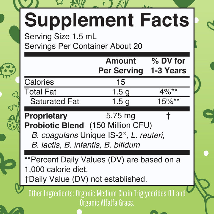 Cocomelon Toddler Probiotic Liquid Drops | Kids Probiotics for Ages 1-3 | 5 Probiotic Strains | 150 Billion CFU Per Serving | USDA Organic | Sugar Free | Gluten Free | 1 Fl Oz