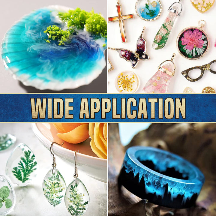 Epoxy UV Light Resin Kit - Silicone Molds UV Clear Casting Curing Jewelry Making Supplies Necklace Keychain Bracelet Arts Crafts Resin Bundle Office Home Decor Complete Set